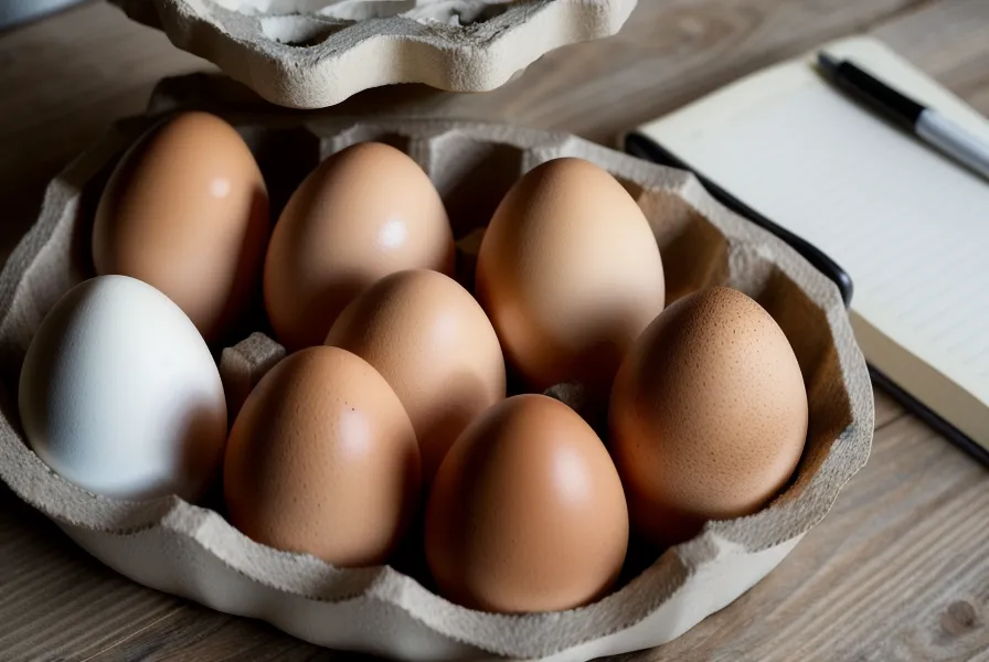 Cubeta de huevos y calculadora para organizar el presupuesto de proteína semanal.